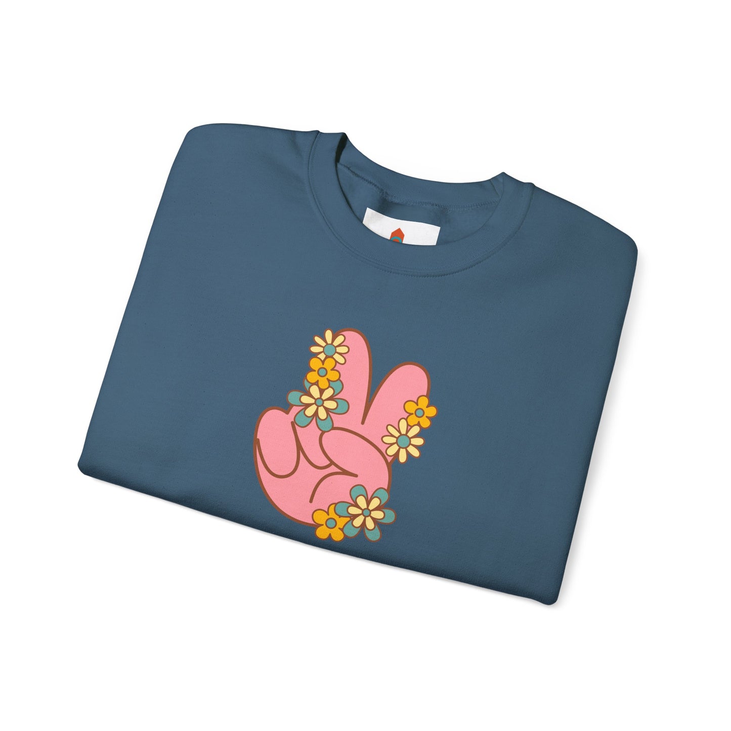 Peace Hand Sign with Flowers Sweatshirt