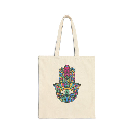 Colorful Hamsa Hand Cotton Tote Bag