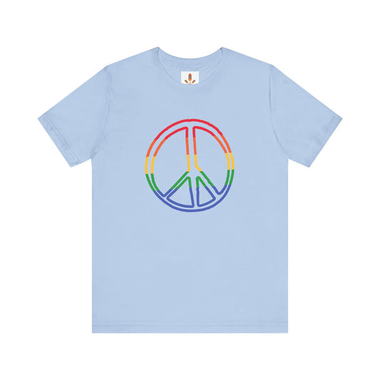 Drawing of Rainbow Peace Sign T-shirt