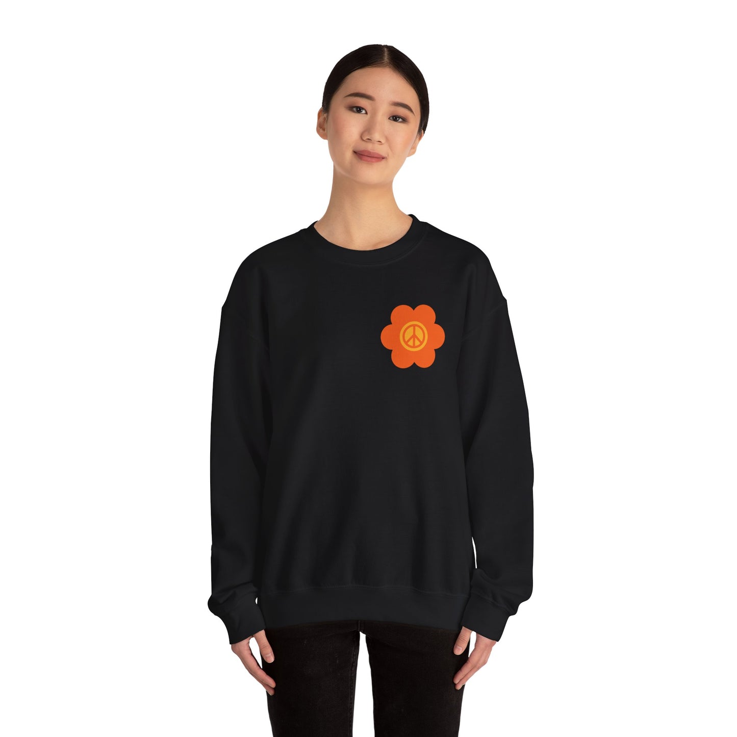 Peace Sign in Orange Flower Sweatshirt