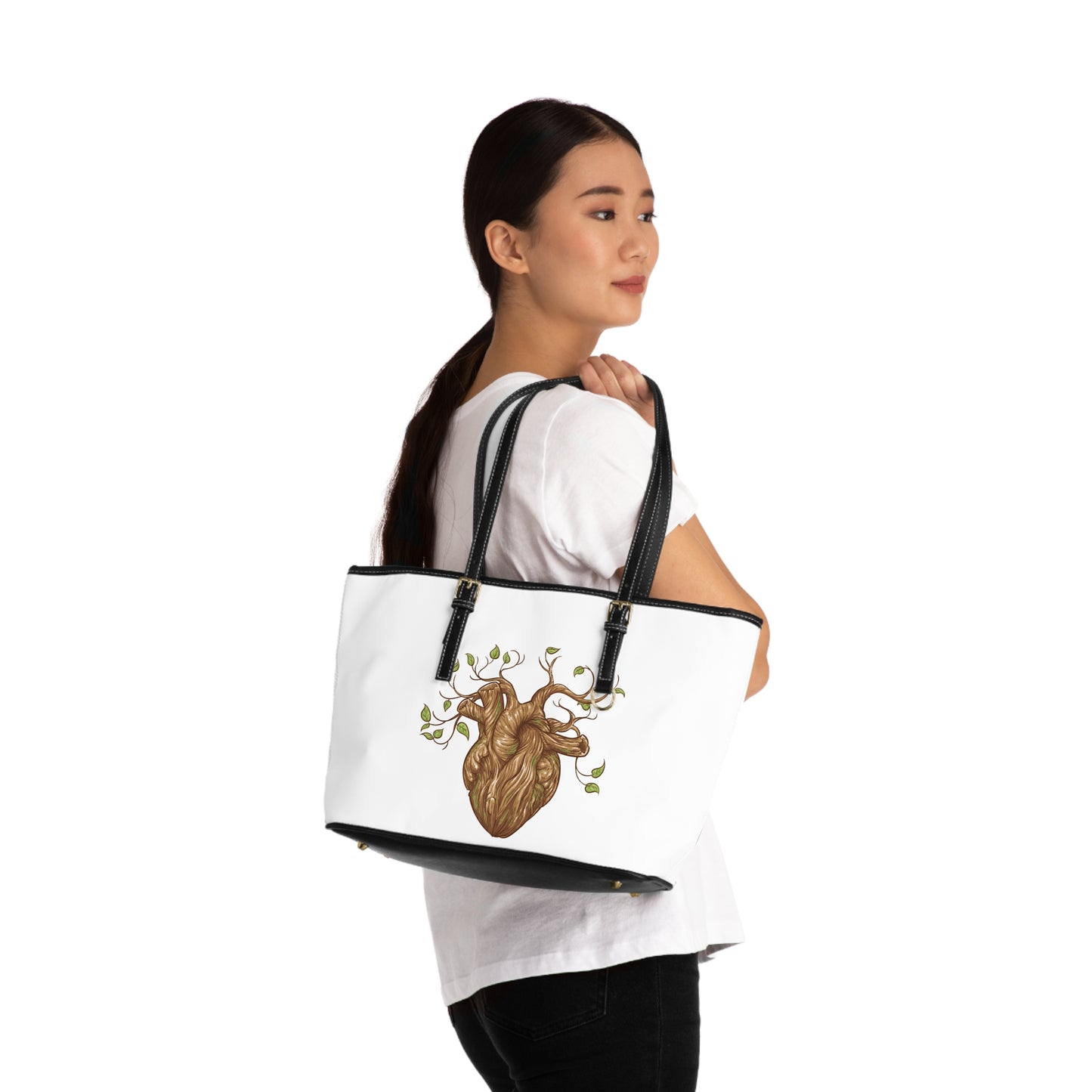 Heart Tree of Life Design Leather Shoulder Bag