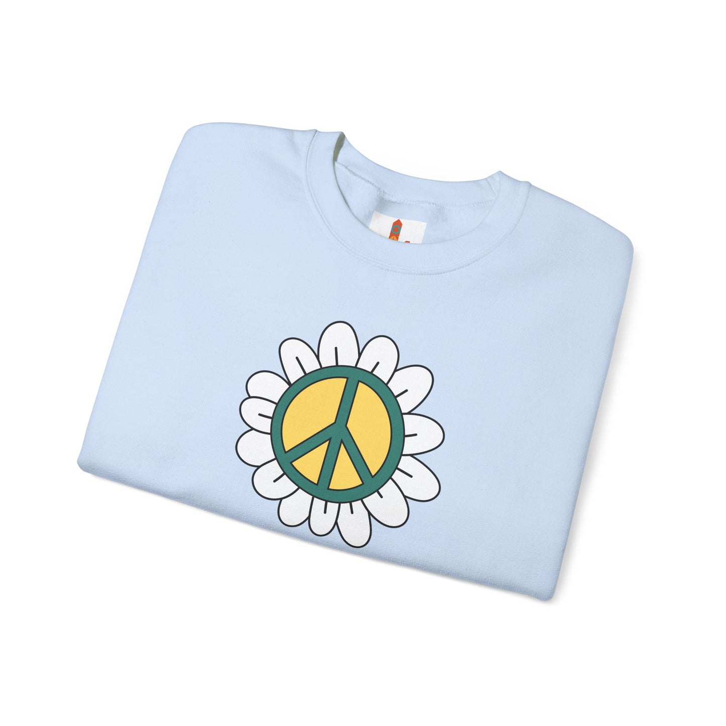 Peace Sign in White Flower Sweatshirt