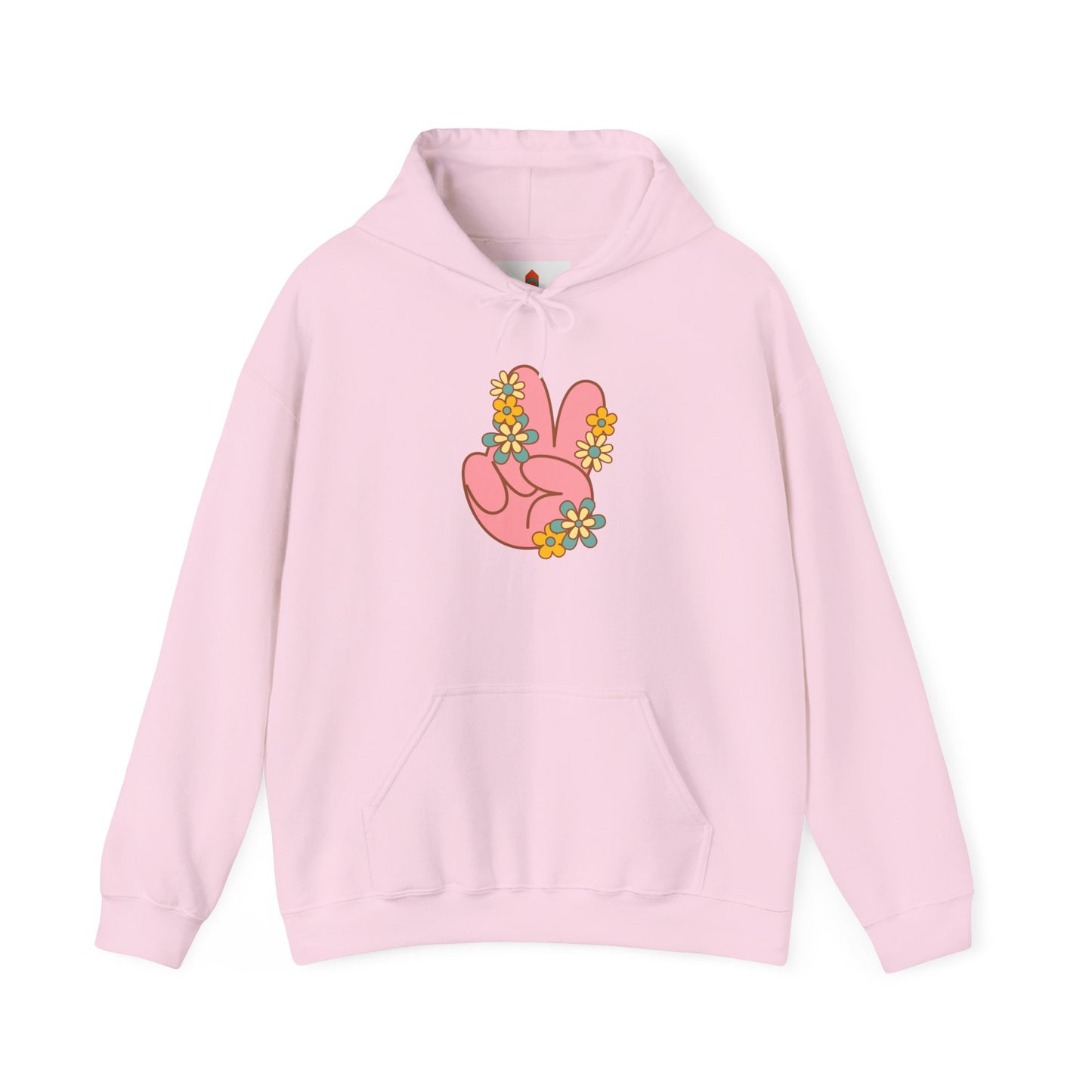 Peace Hand Sign with Flowers Hoodie