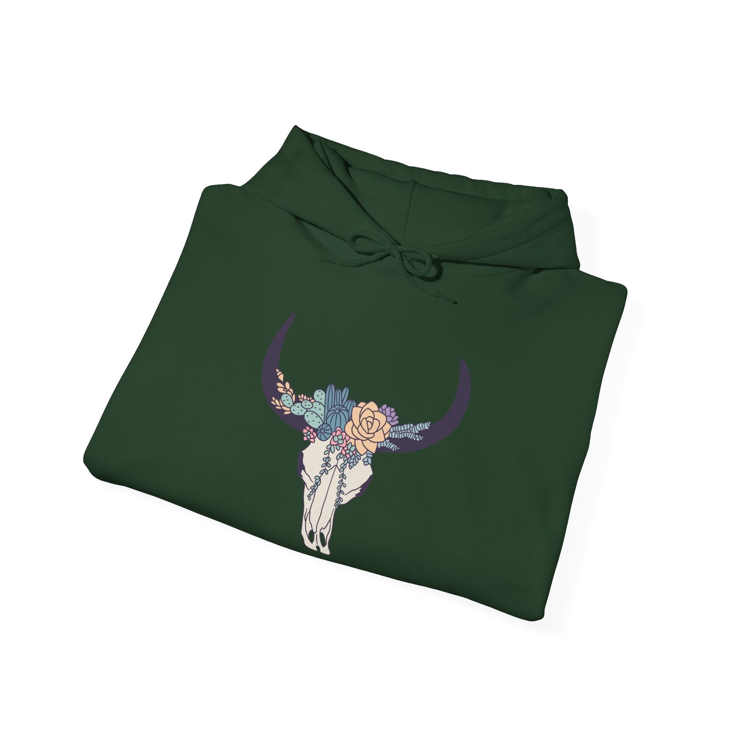 Buffalo Skull with Flowers Hoodie