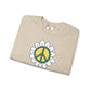 Peace Sign in White Flower Sweatshirt