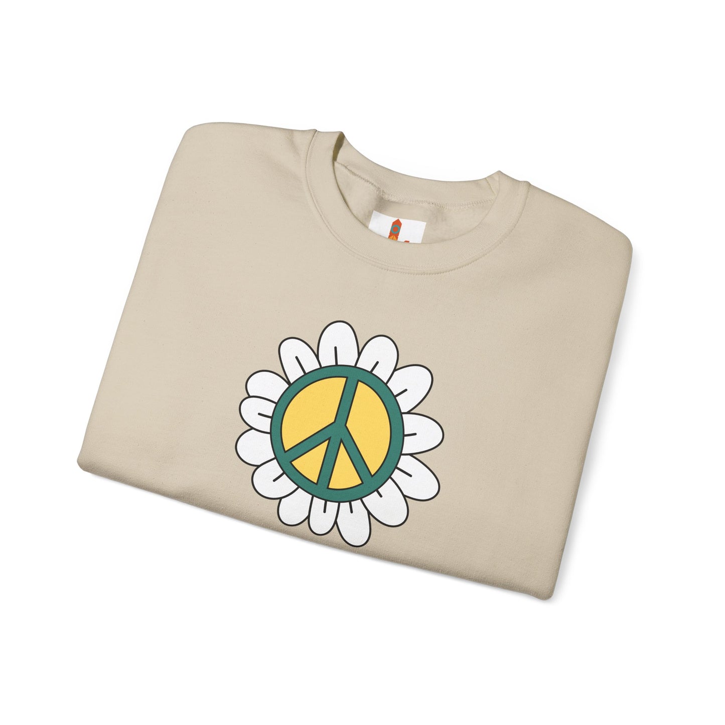 Peace Sign in White Flower Sweatshirt