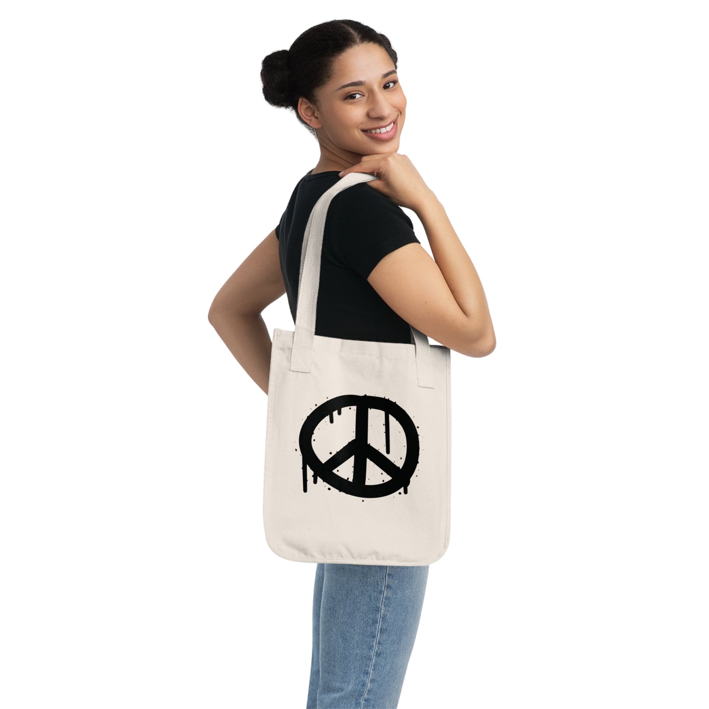 Peace Sign Graffiti Organic Canvas Tote Bag