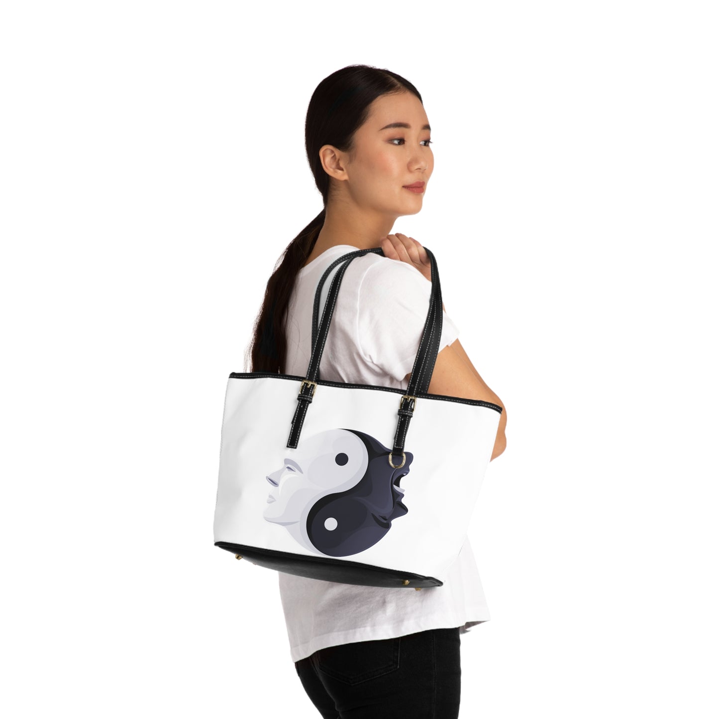 Yin Yang Two Faces Leather Shoulder Bag