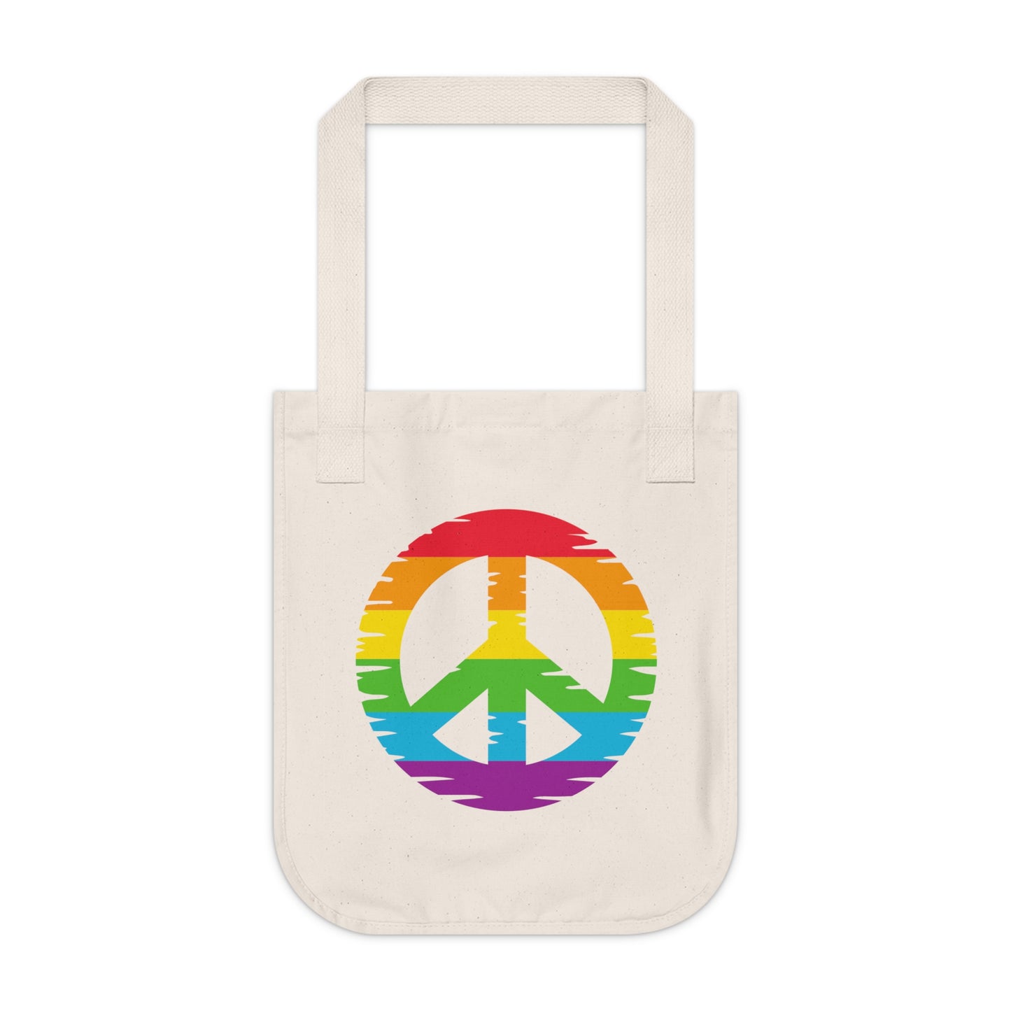 Rainbow Peace Sign Organic Canvas Tote Bag