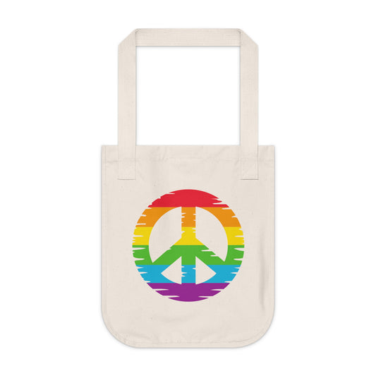 Rainbow Peace Sign Organic Canvas Tote Bag