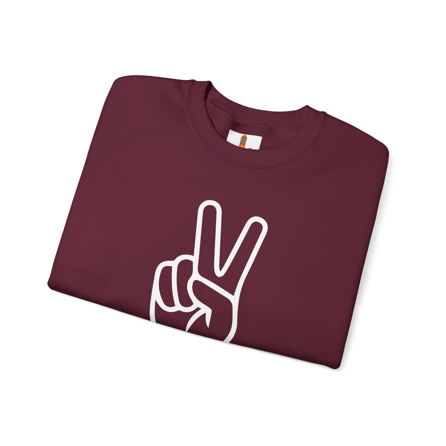 White Simple Peace Hand Sign Sweatshirt