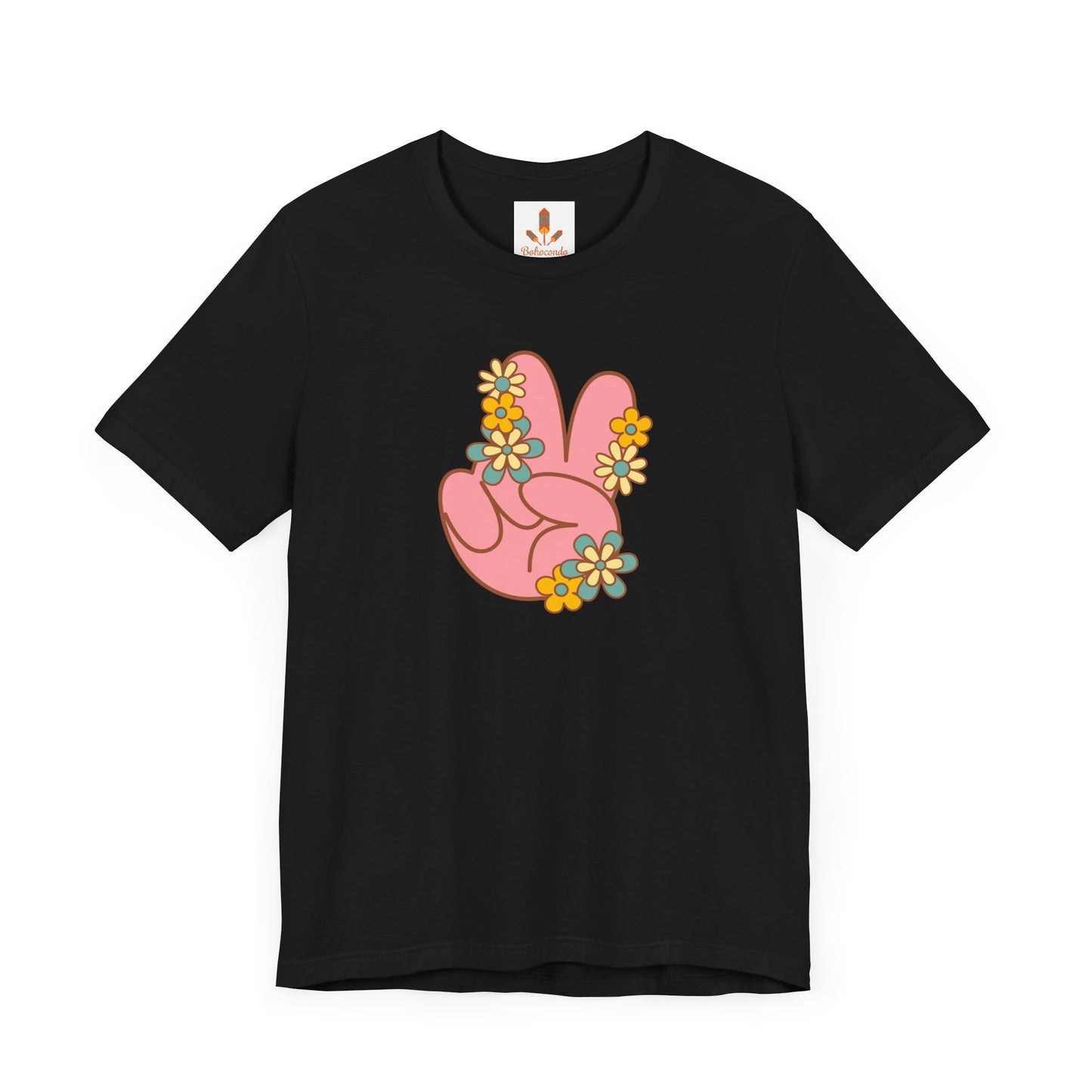 Peace Hand Sign with Flowers T-shirt