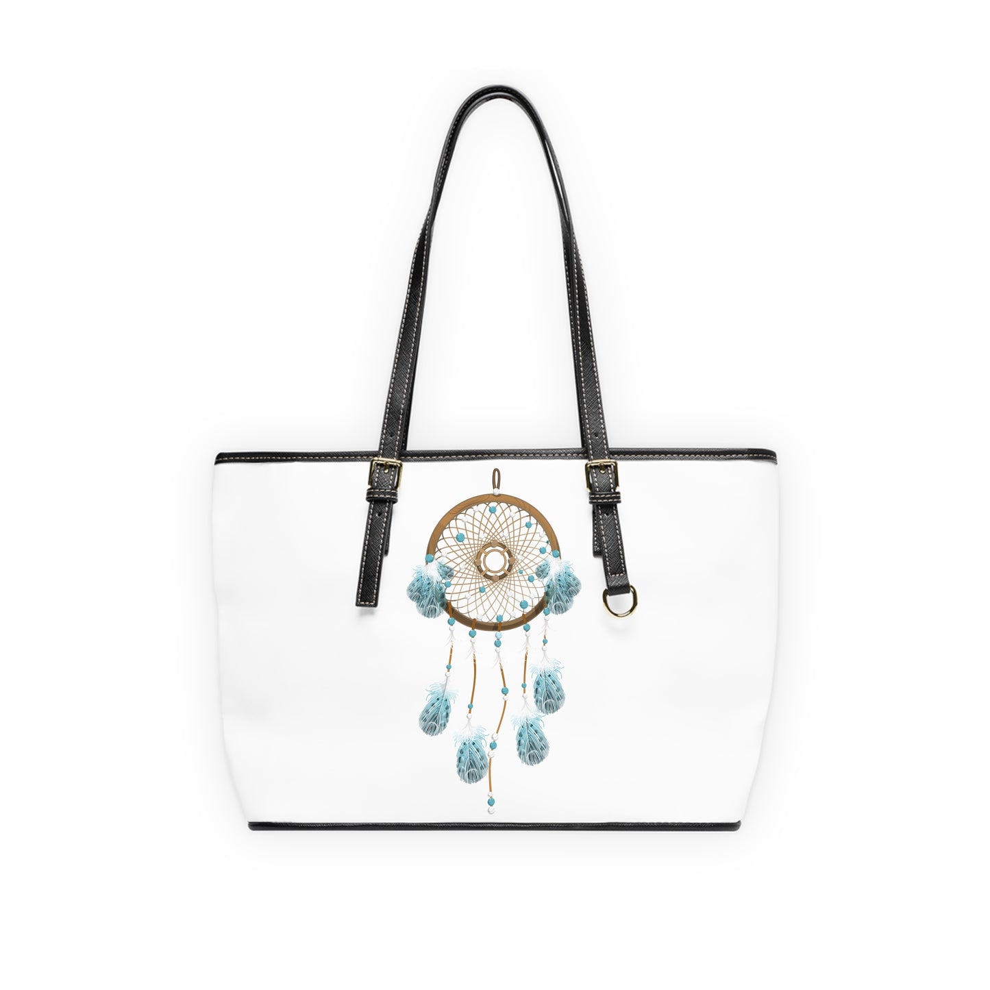 Blue and Brown Dream Catcher Leather Shoulder Bag