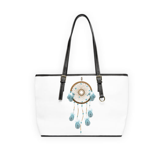 Blue and Brown Dream Catcher Leather Shoulder Bag