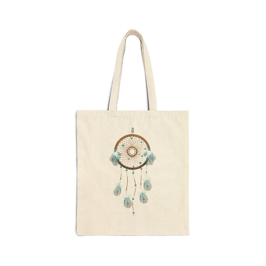 Blue and Brown Dream Catcher Cotton Tote Bag