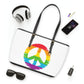 Rainbow Peace Sign Leather Shoulder Bag
