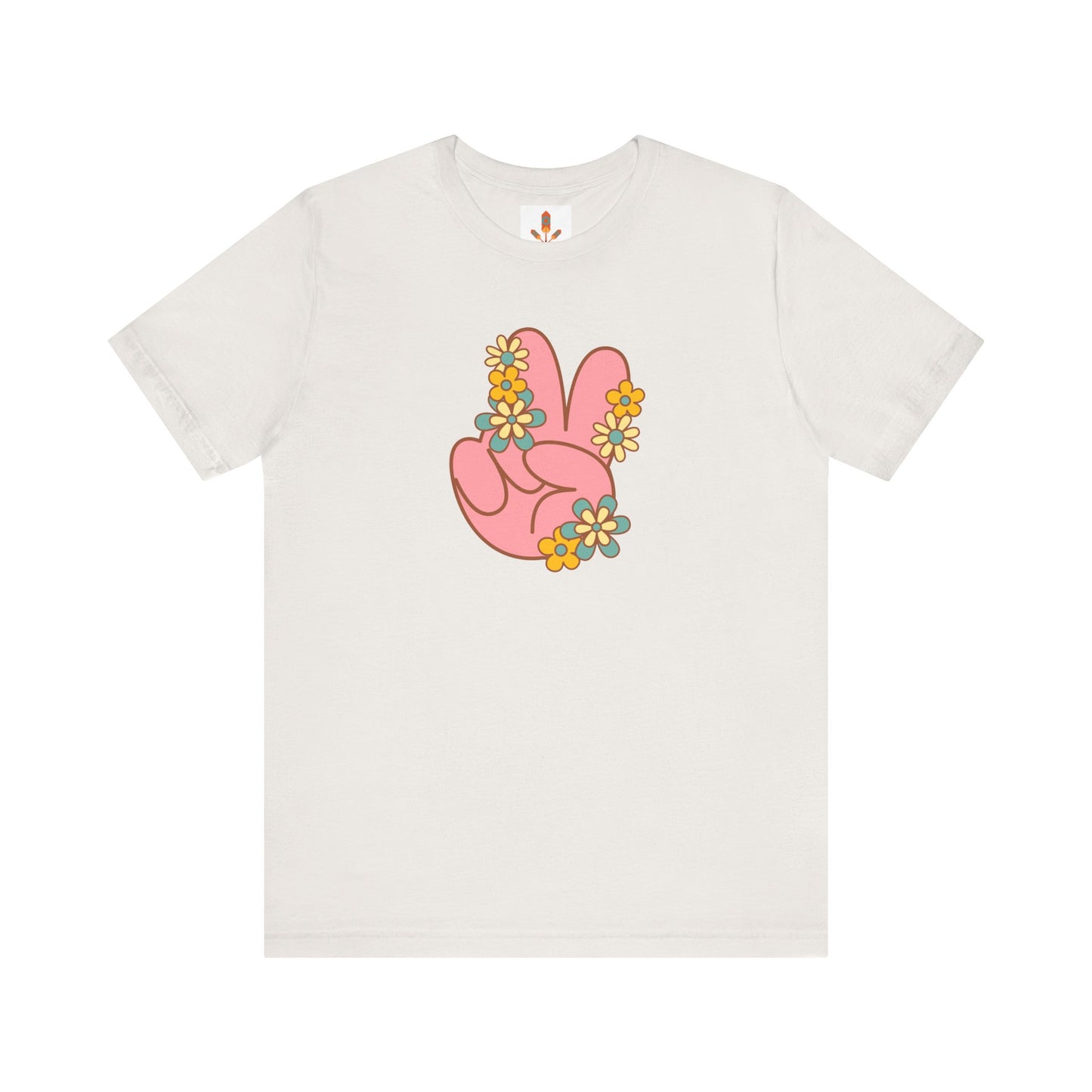 Peace Hand Sign with Flowers T-shirt