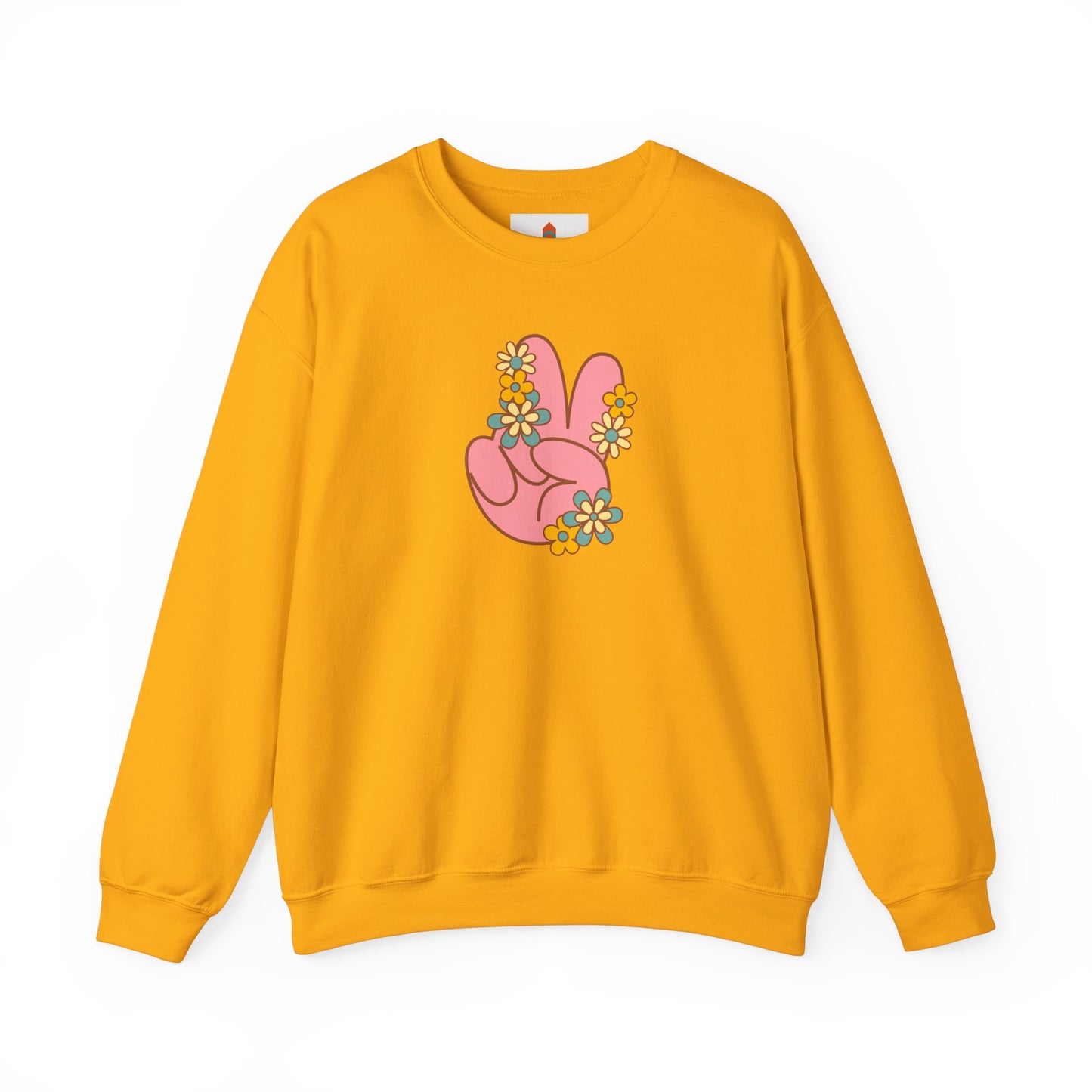 Peace Hand Sign with Flowers Sweatshirt