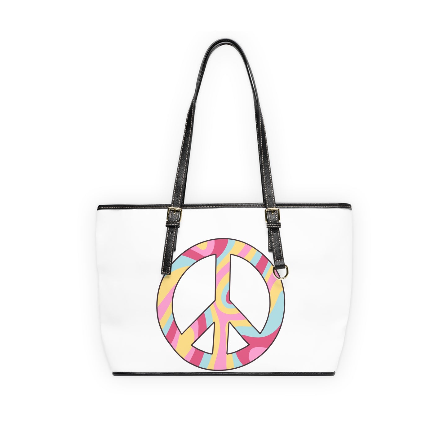 Hippie Peace Sign Leather Shoulder Bag