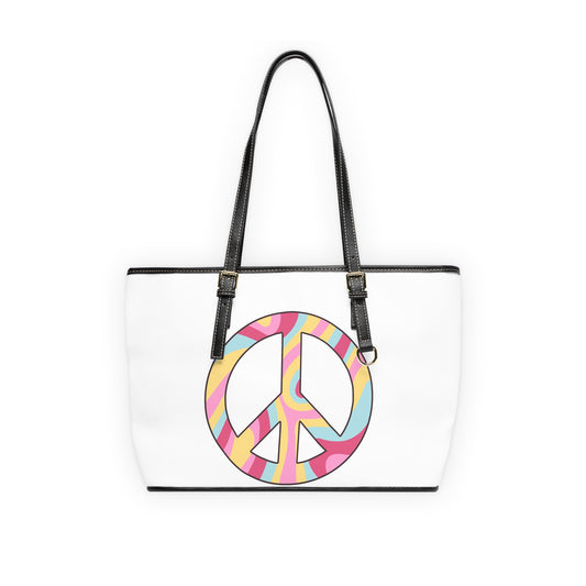 Hippie Peace Sign Leather Shoulder Bag