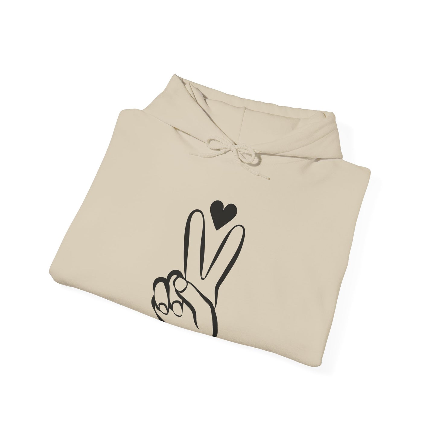 Peace Hand Sign with Heart Hoodie