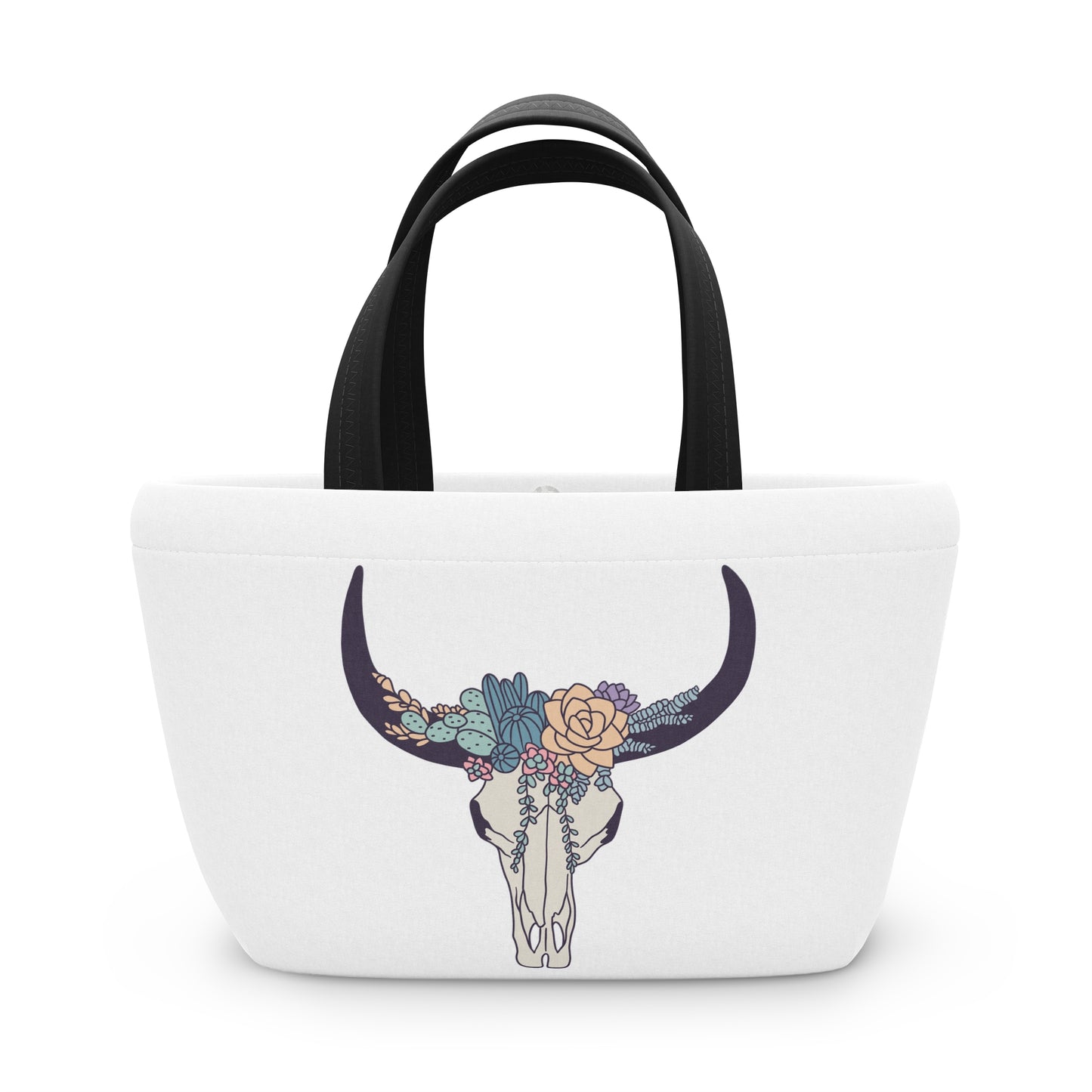 Buffalo Skull with Flowers Bag