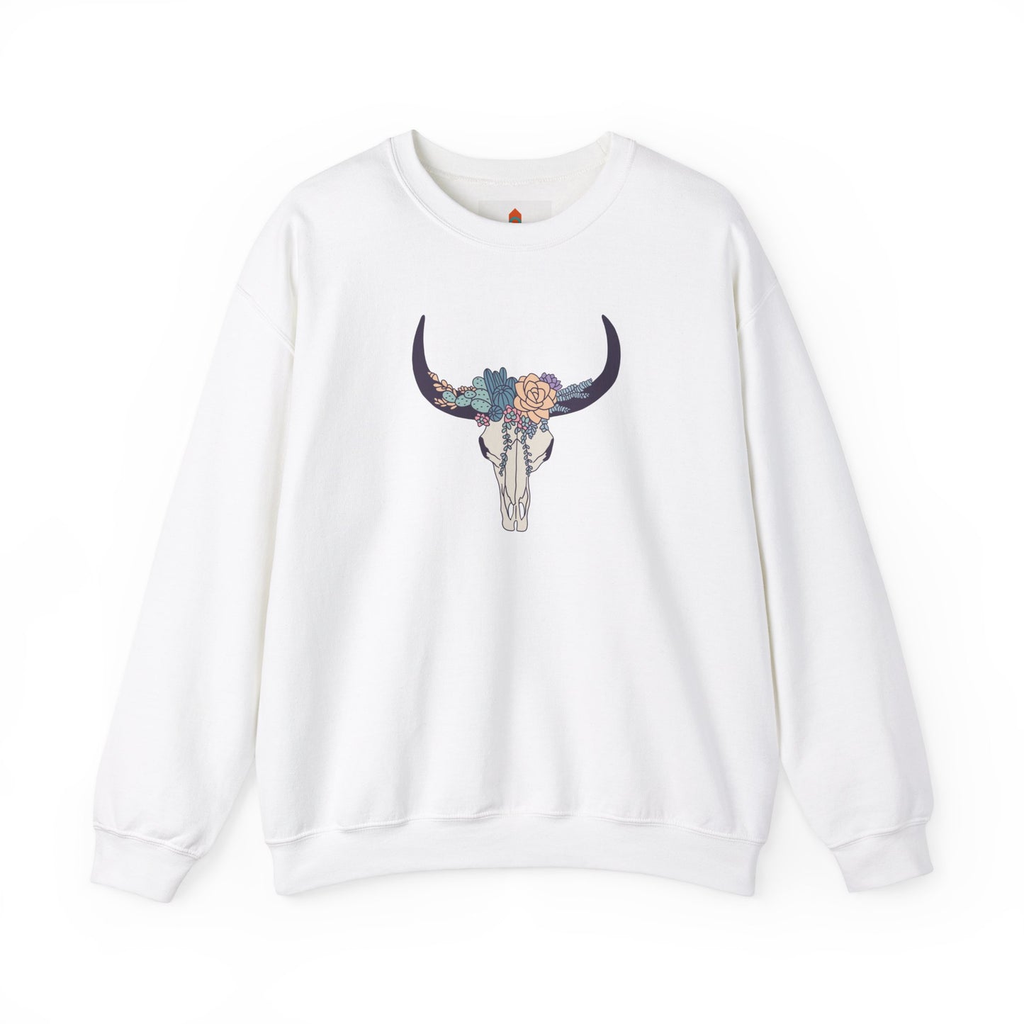 Buffalo Skull with Flowers Sweatshirt