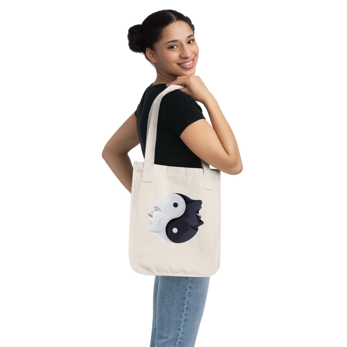 Yin Yang Two Faces Organic Canvas Tote Bag