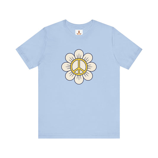 Yellow Peace Sign in a Flower T-shirt