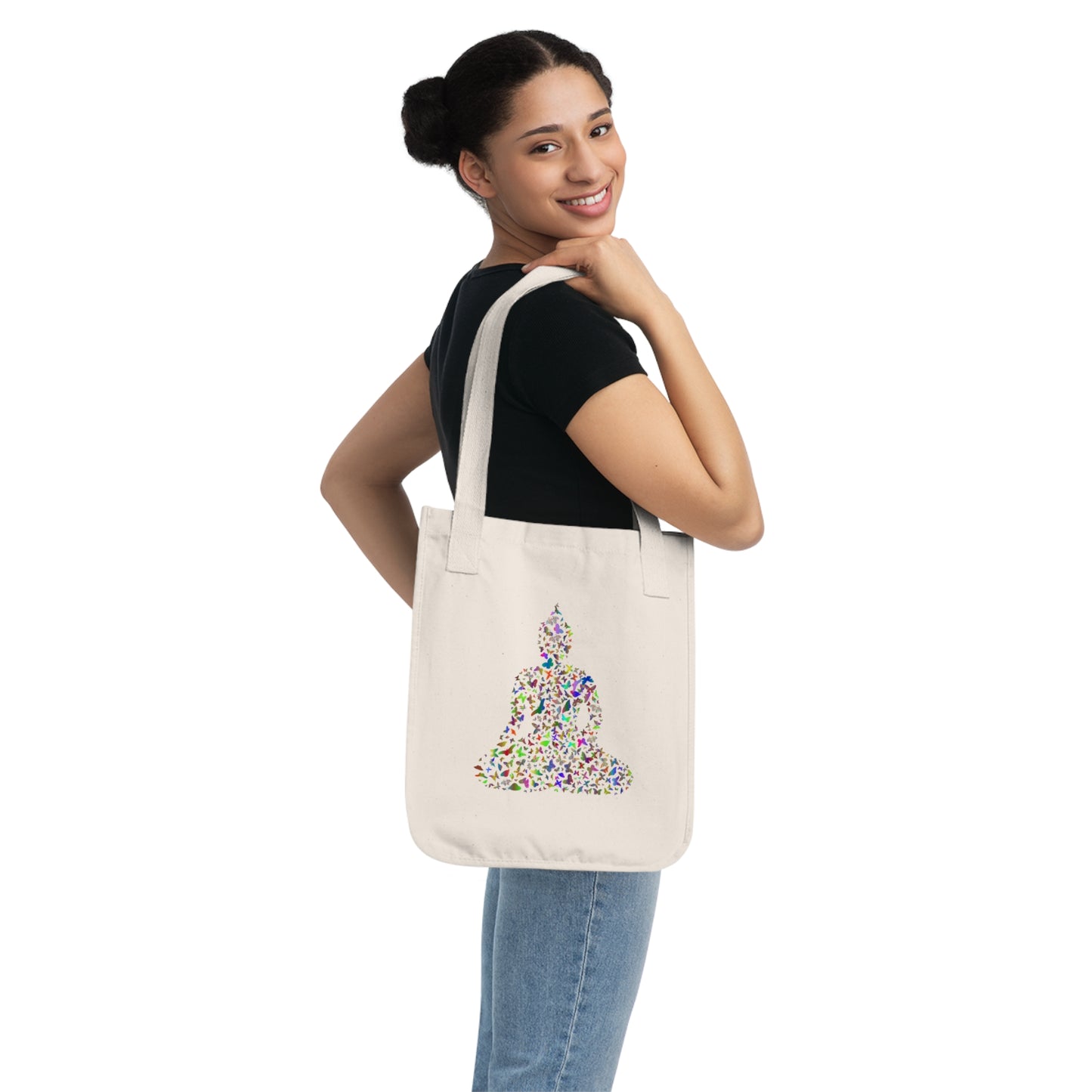 Colorful Buddha Design Organic Canvas Tote Bag