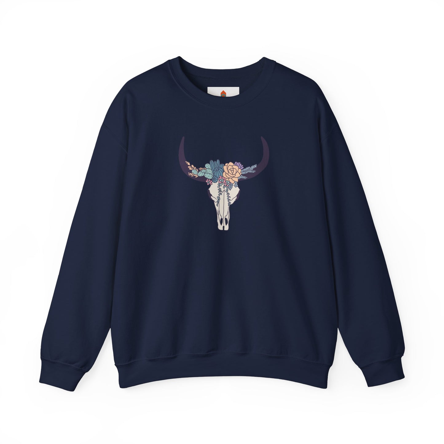 Buffalo Skull with Flowers Sweatshirt