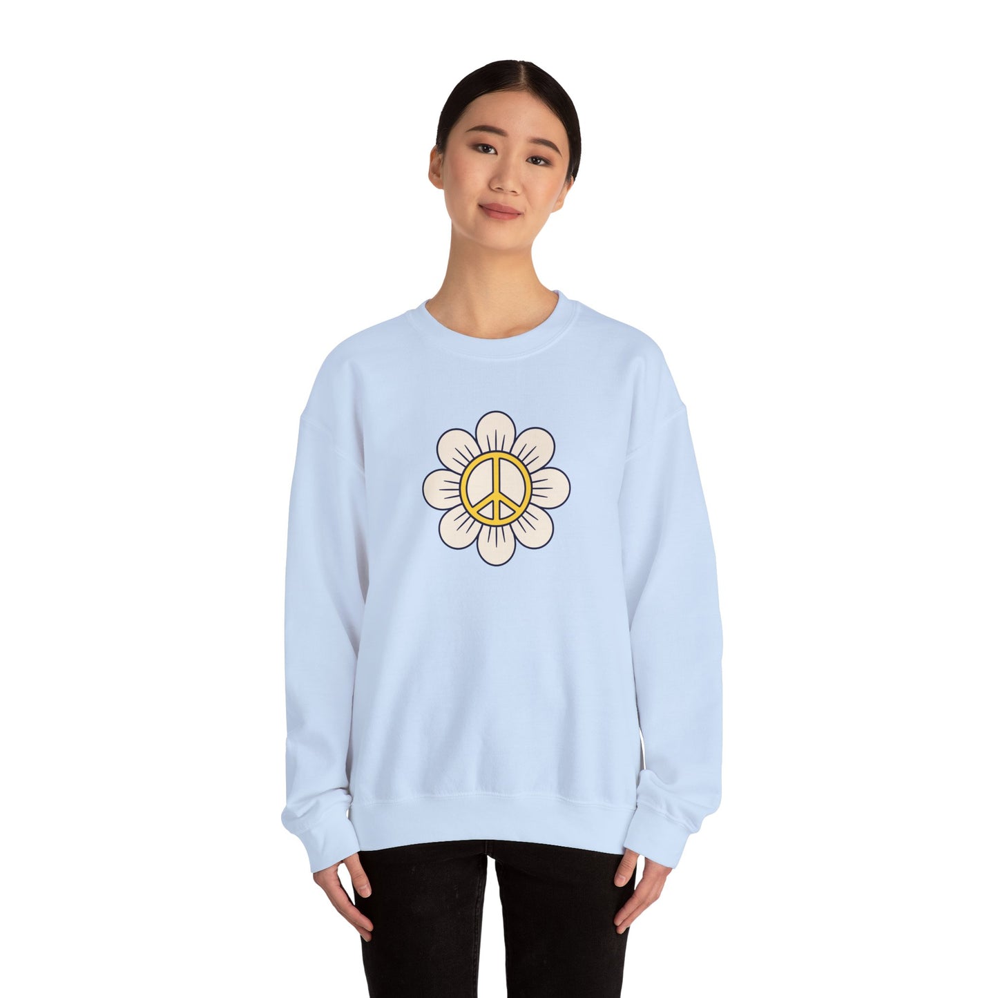 Yellow Peace Sign in a Flower Sweatshirt