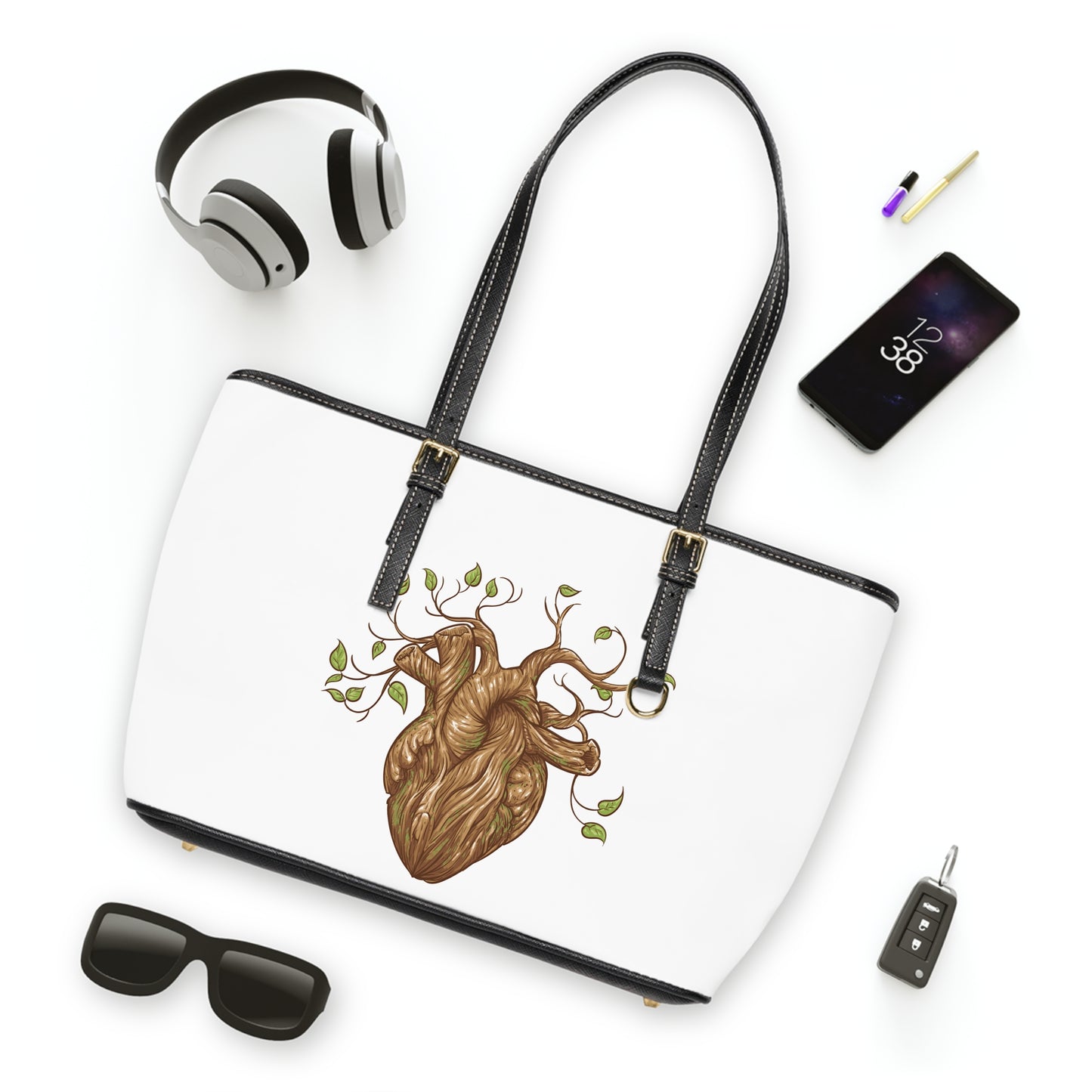 Heart Tree of Life Design Leather Shoulder Bag