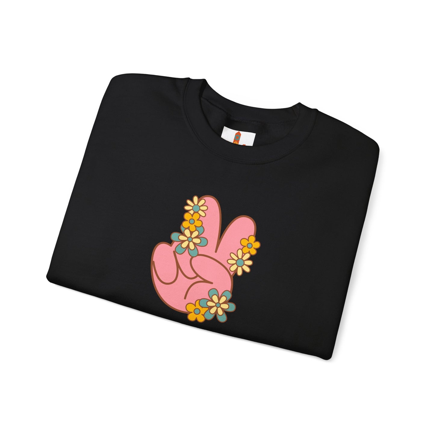 Peace Hand Sign with Flowers Sweatshirt