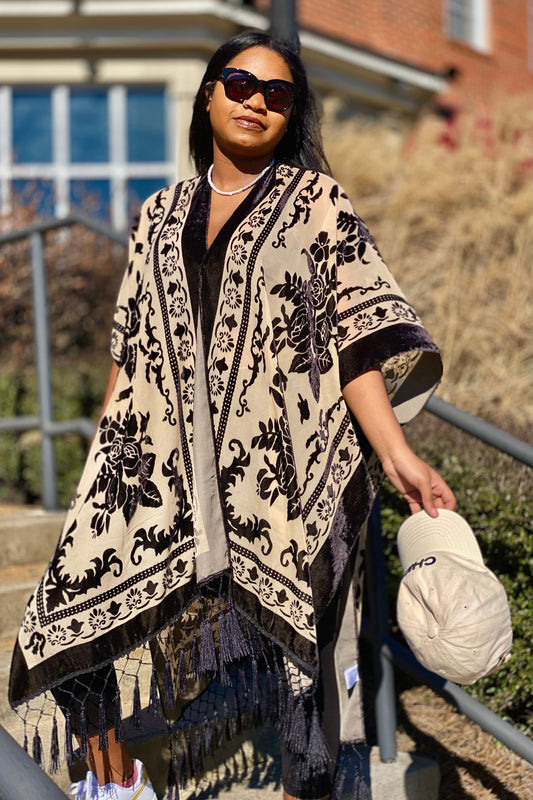 Elegant Boho Burnout Kimono