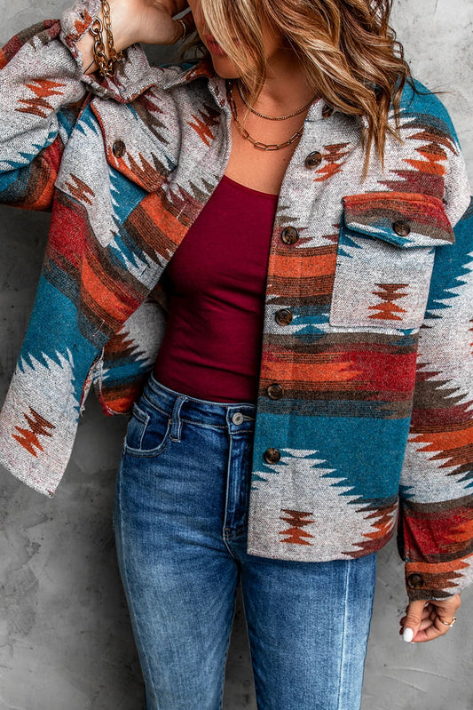 Multicolor Aztec Print Boho Jacket