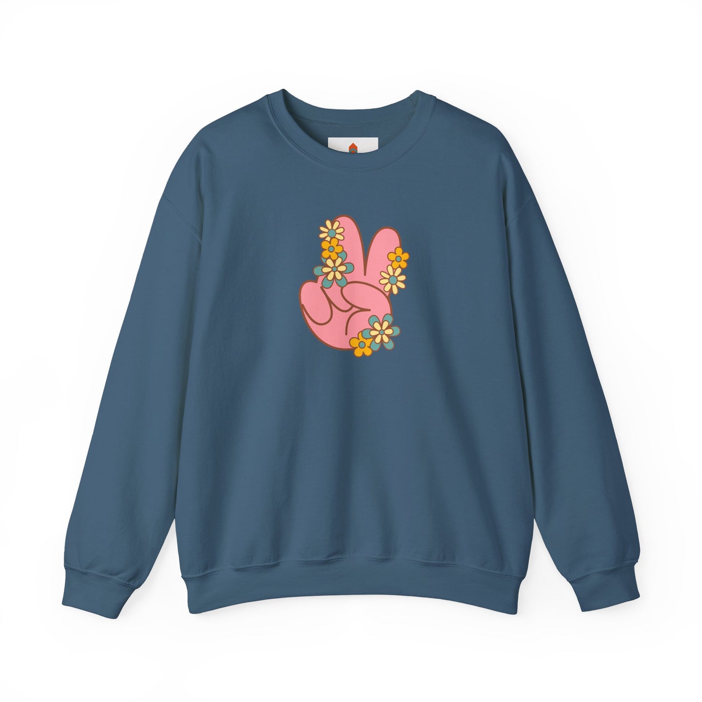 Peace Hand Sign with Flowers Sweatshirt