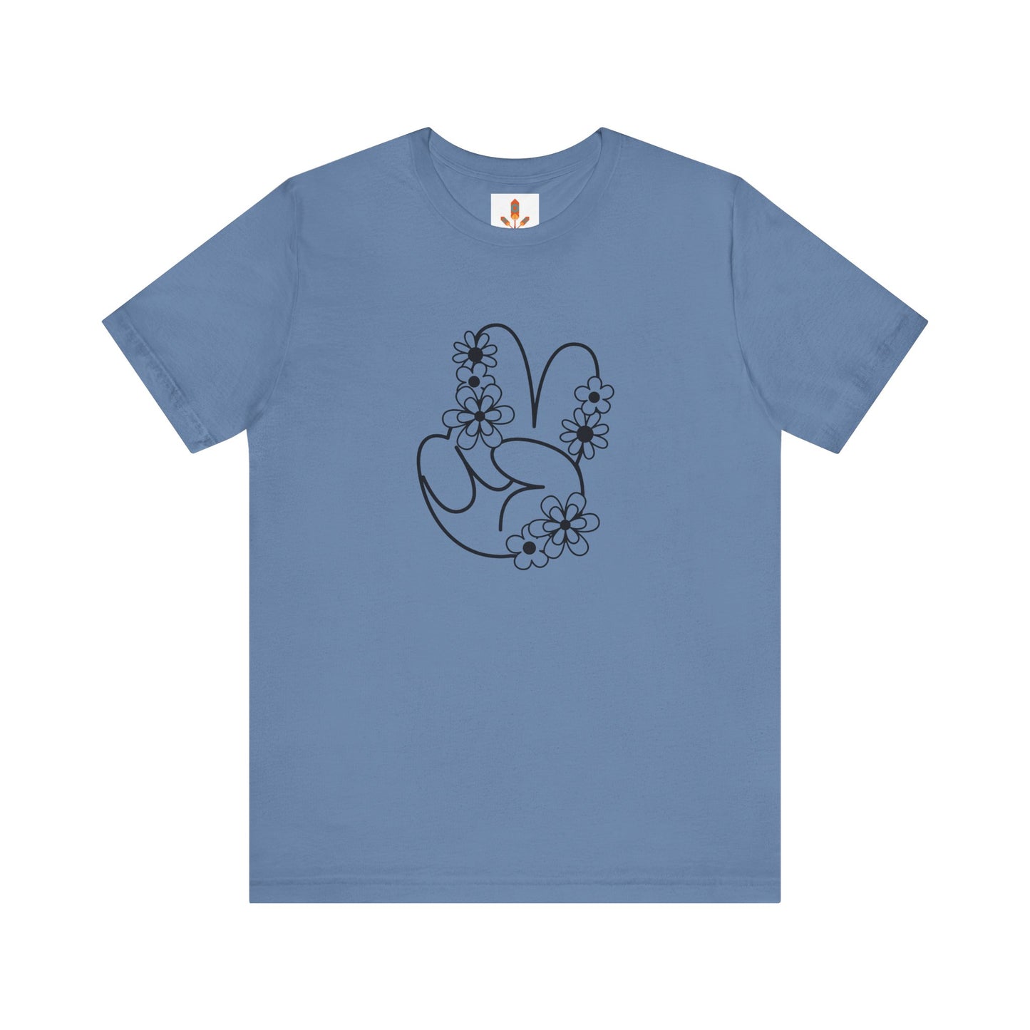 Black Peace Hand Sign with Flowers T-shirt