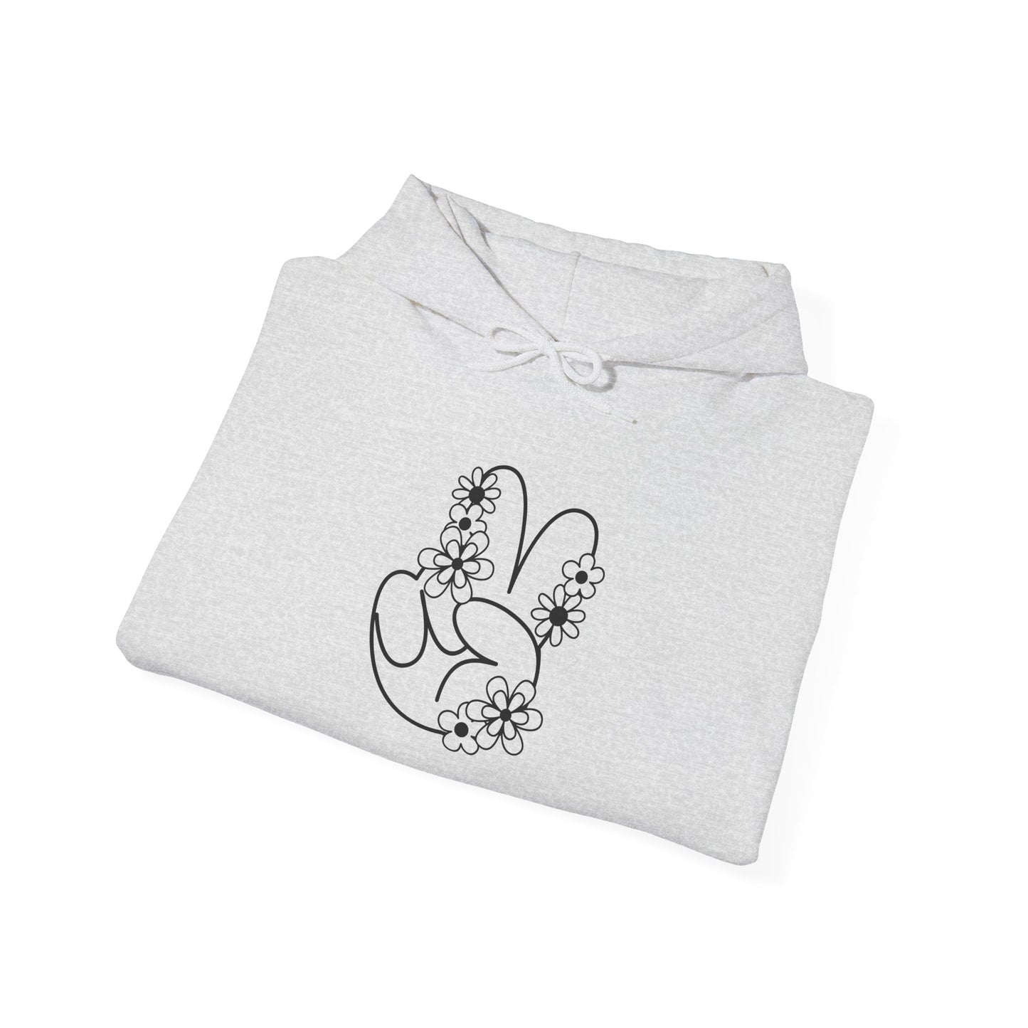 Black Peace Hand Sign with Flowers Hoodie