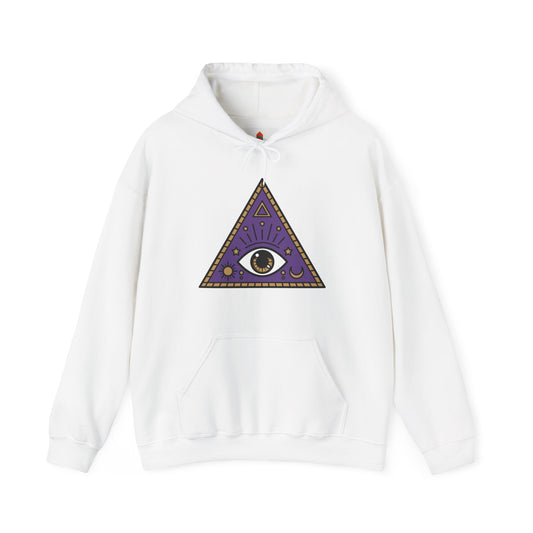 White Evil Eye and Pyramid Hoodie