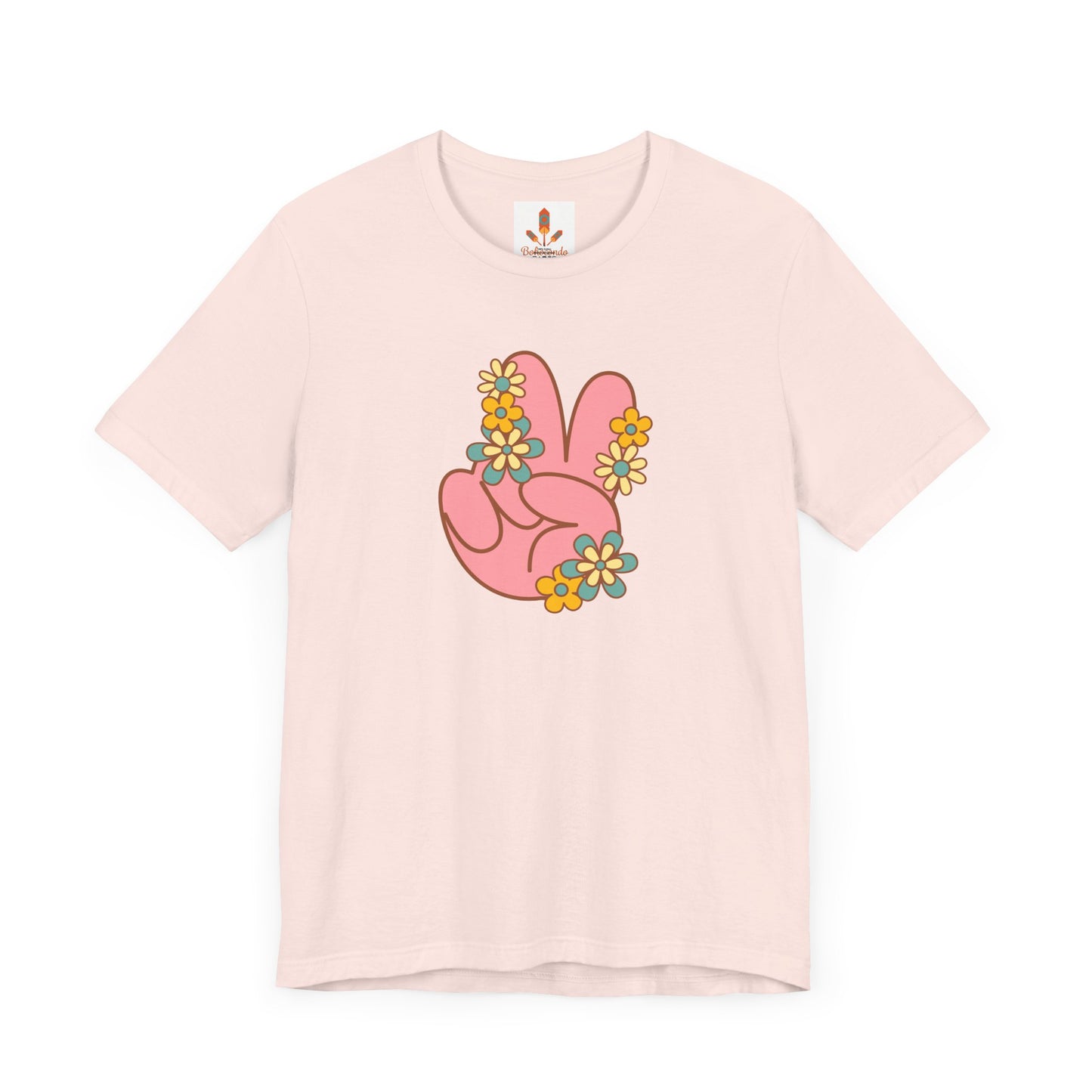 Peace Hand Sign with Flowers T-shirt