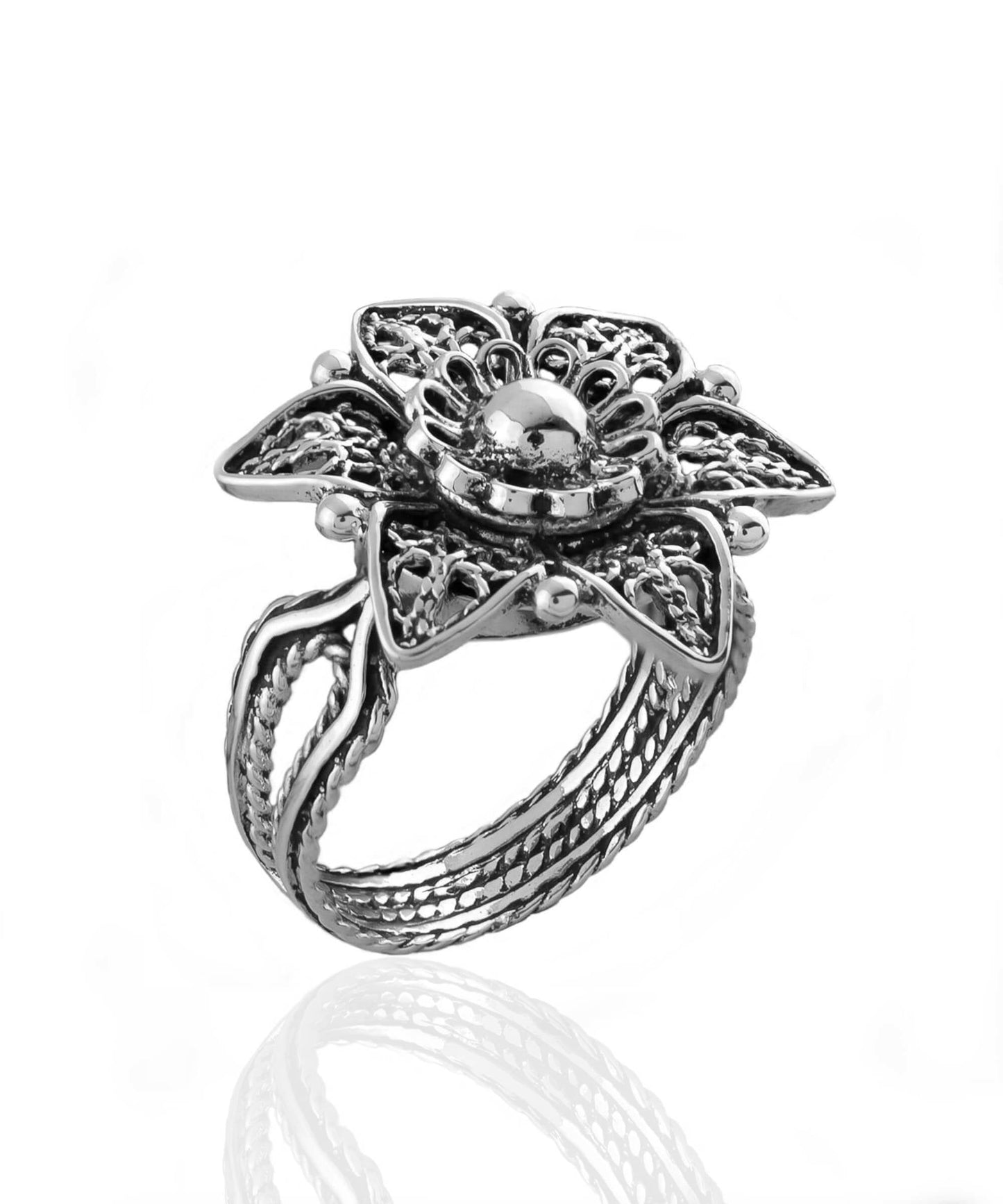 Filigree Lotus Flower Cocktail Ring