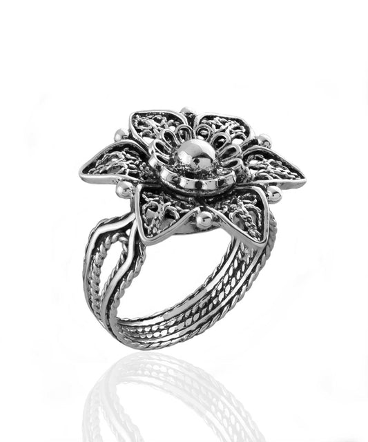 Filigree Lotus Flower Cocktail Ring