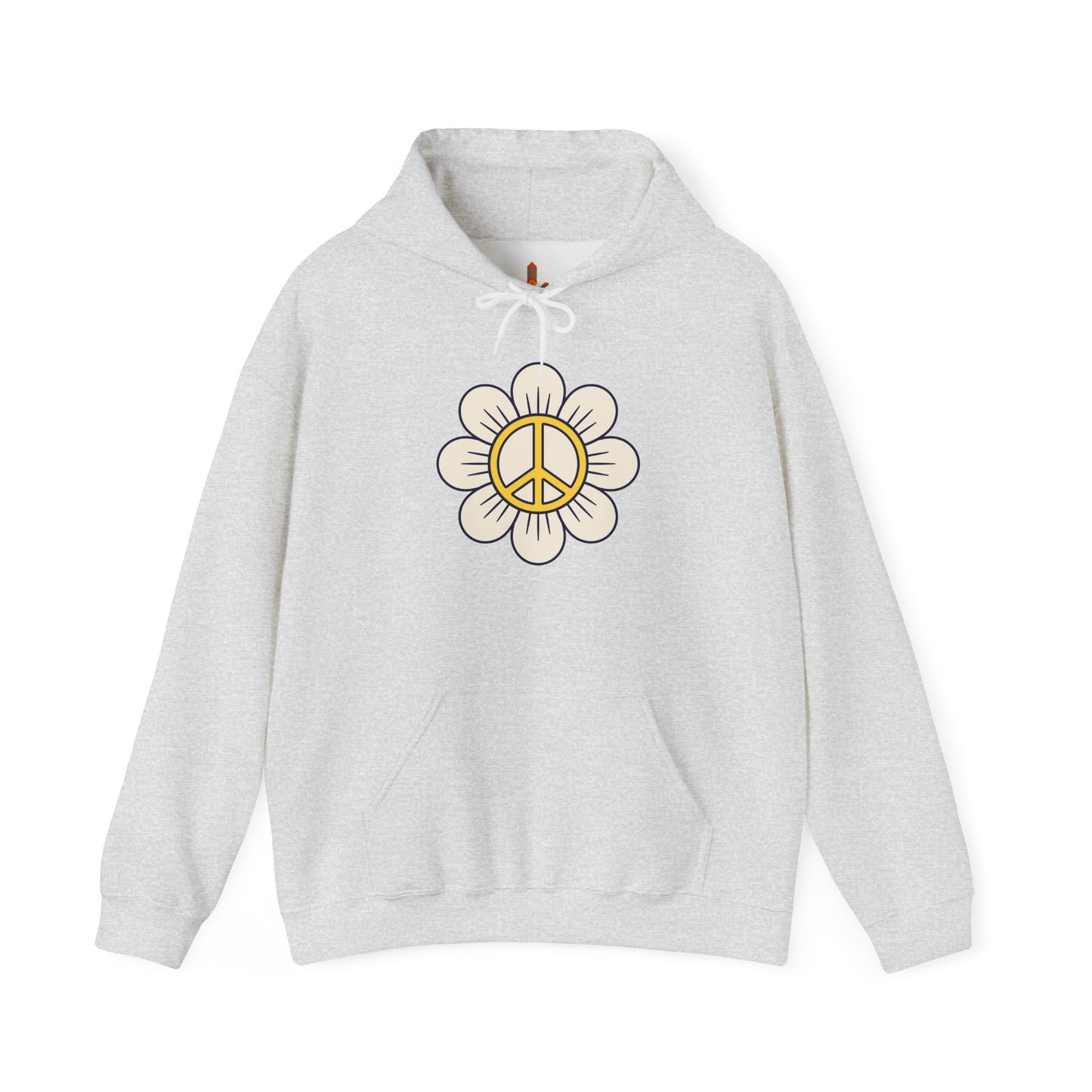 Yellow Peace Sign in a Flower Hoodie