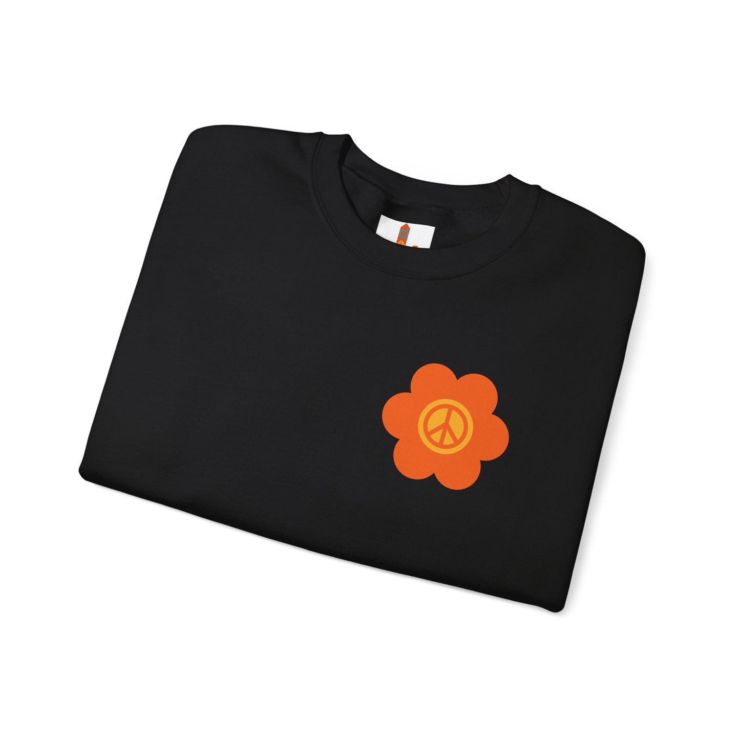 Peace Sign in Orange Flower Sweatshirt