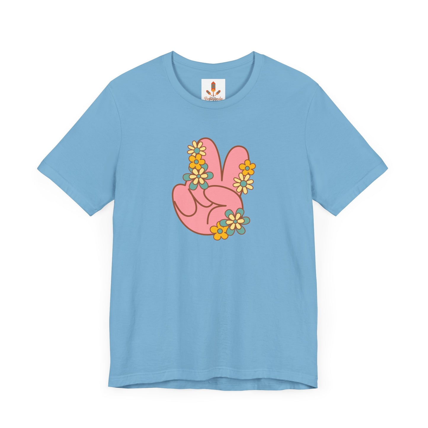 Peace Hand Sign with Flowers T-shirt