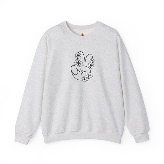 Black Peace Hand Sign with Flowers Sweatshirt