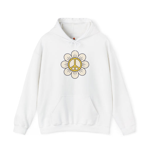 Yellow Peace Sign in a Flower Hoodie