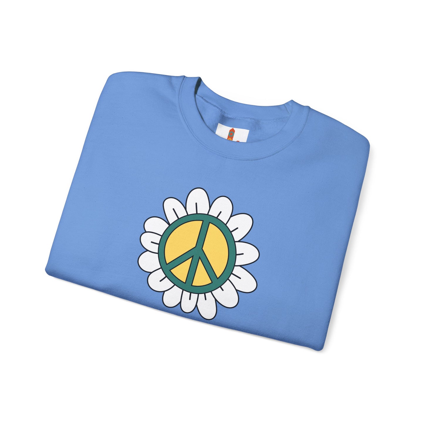 Peace Sign in White Flower Sweatshirt