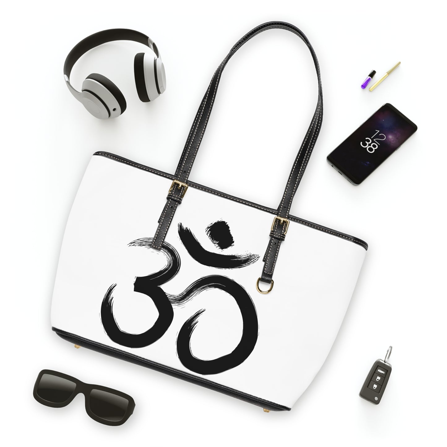 Om Drawing Leather Shoulder Bag